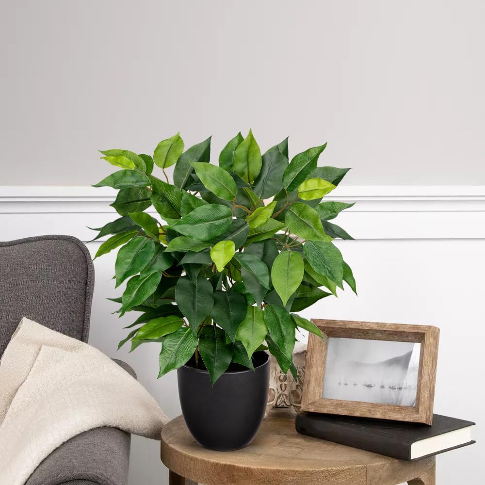 Fake Plant 15.7" Artificial Plants Indoor Small Ficus Potted Plants Silk Plants Faux Topiary Plant Bathroom Bedroom