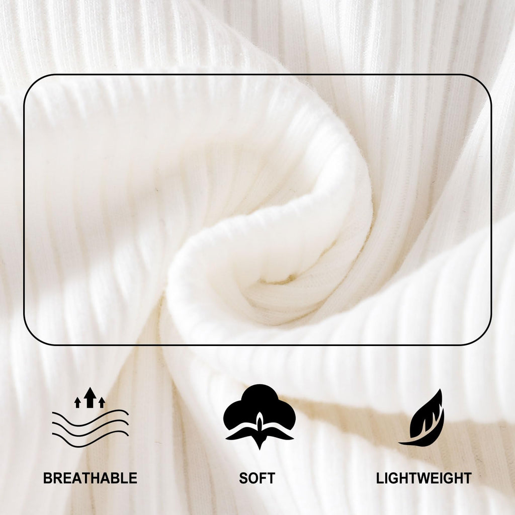 Baby Girl Bodysuit 2 Pack, Long Sleeve Ribbed Knitted Onsies Ruffle Collar and Flutter Sleeve Fall Winter