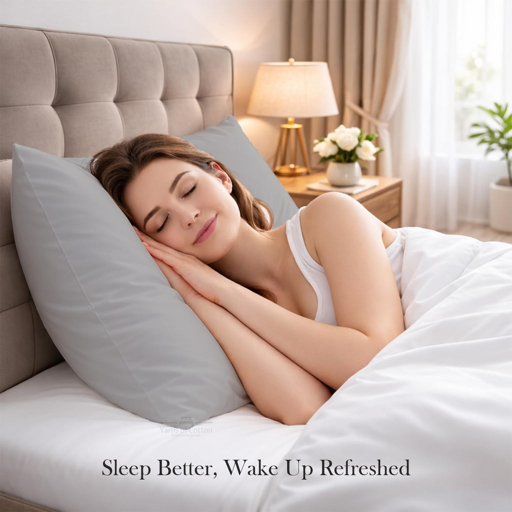 400 TC 100% Egyptian Cotton Queen Size Pillowcases Set of 4, Light Grey