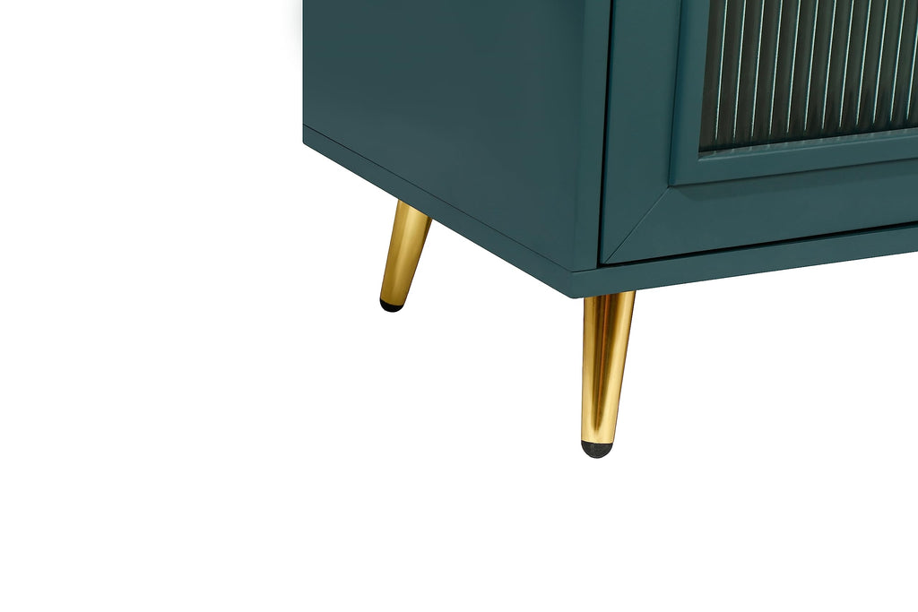 Glass Door Storage Sideboard with Gold Metal Handles&Legs, Modern Coffee Bar Buffet Cabinet with Adjustable Shelf