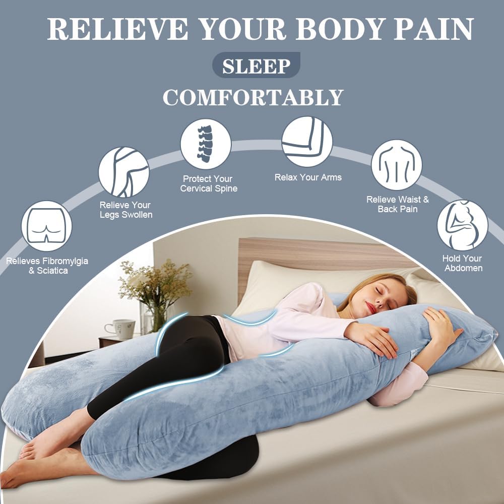 Pregnancy Pillows - U Shaped Maternity Pillow for Pregnant Women with Velvet Removable Cover - 55 inch Pregnancy