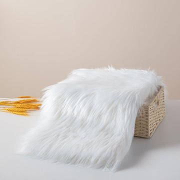 Faux Fur Fluffy Craft Fabric 23.6x23.6 inch White for Christmas Decorations