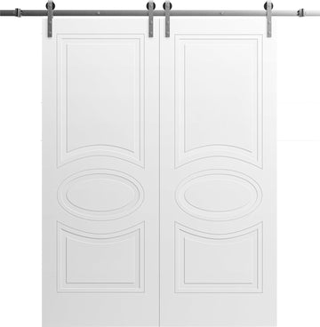 Modern Double Barn Door/Mela 7001 / 13FT Rail Track Set/Solid Panel Interior Doors-48" x 96" (2 * 24