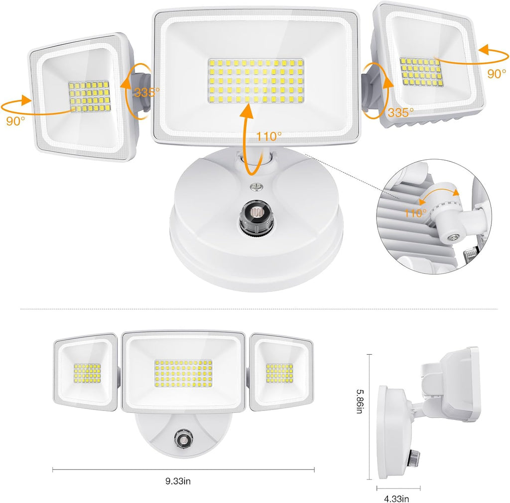 80W LED Dusk to Dawn Flood Lights,8000LM White Exterior Security Outdoor Lighting,IP65 Waterproof Outdoor 3