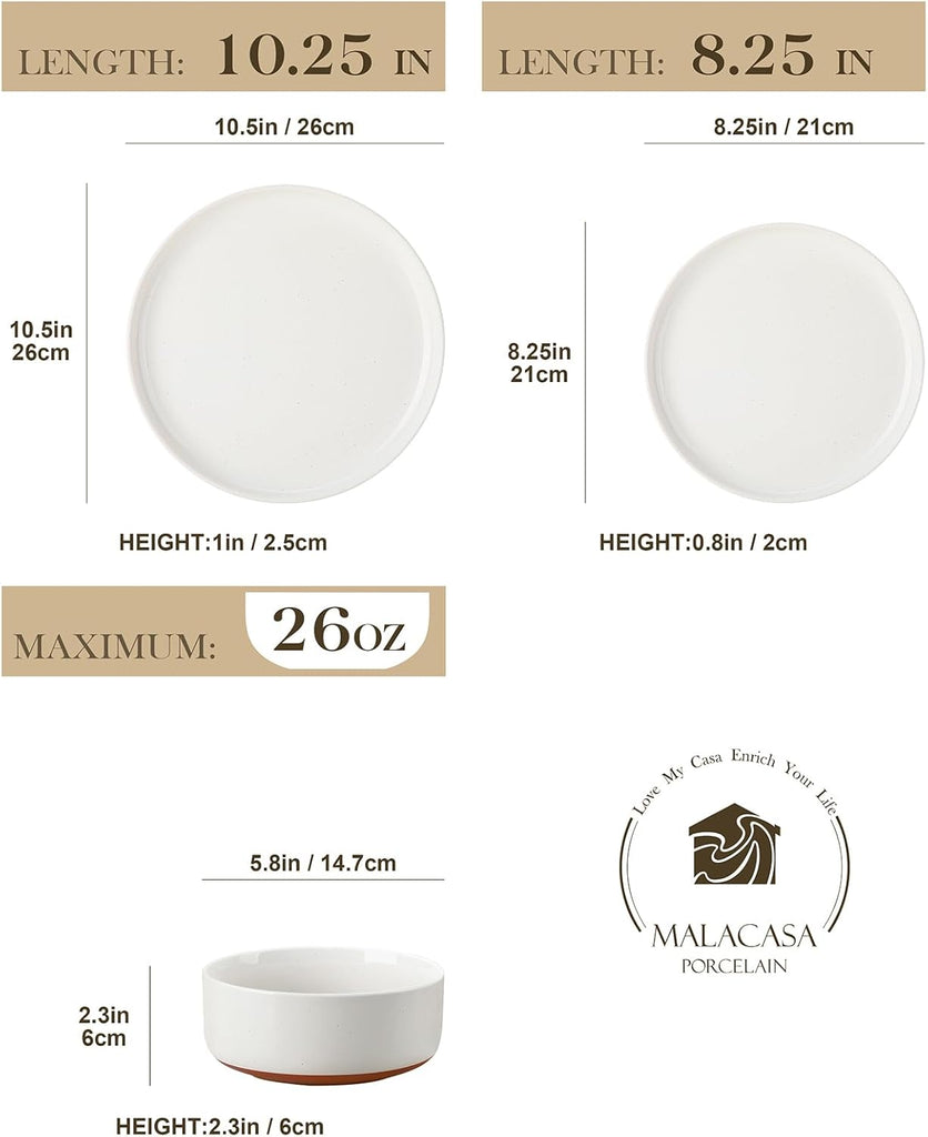 Plates and Bowls Sets, 24 Pieces Modern Ceramic Dinnerware Set for 8 Kitchen Stoneware Dishes Dishware Set Microwave