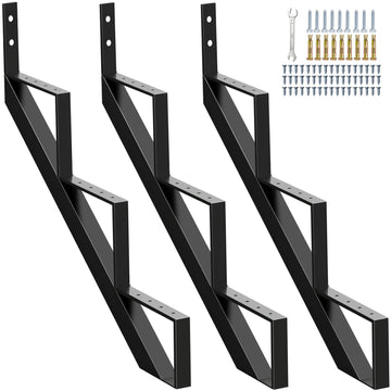 Steel Stair Stringer 3 Step, Metal Stair Stringers for Deck Height 27 inches, Steel Stair Step Riser for Outside