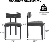 Boucle Dining Chairs Set of 2, Upholstered Kitchen Dinning Room Chair with Curved Backrest and Metal Frame