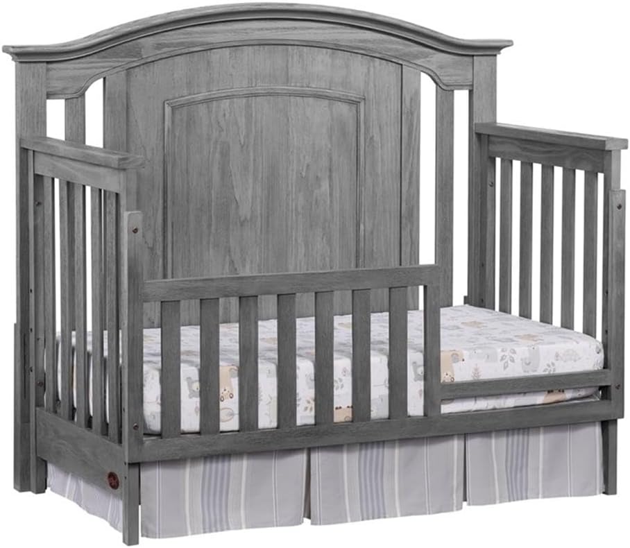 Modern Wood 4 in 1 Convertible Crib in Graphite Gray Finish, Nursery Furniture for Infant and Toddler Sleeping