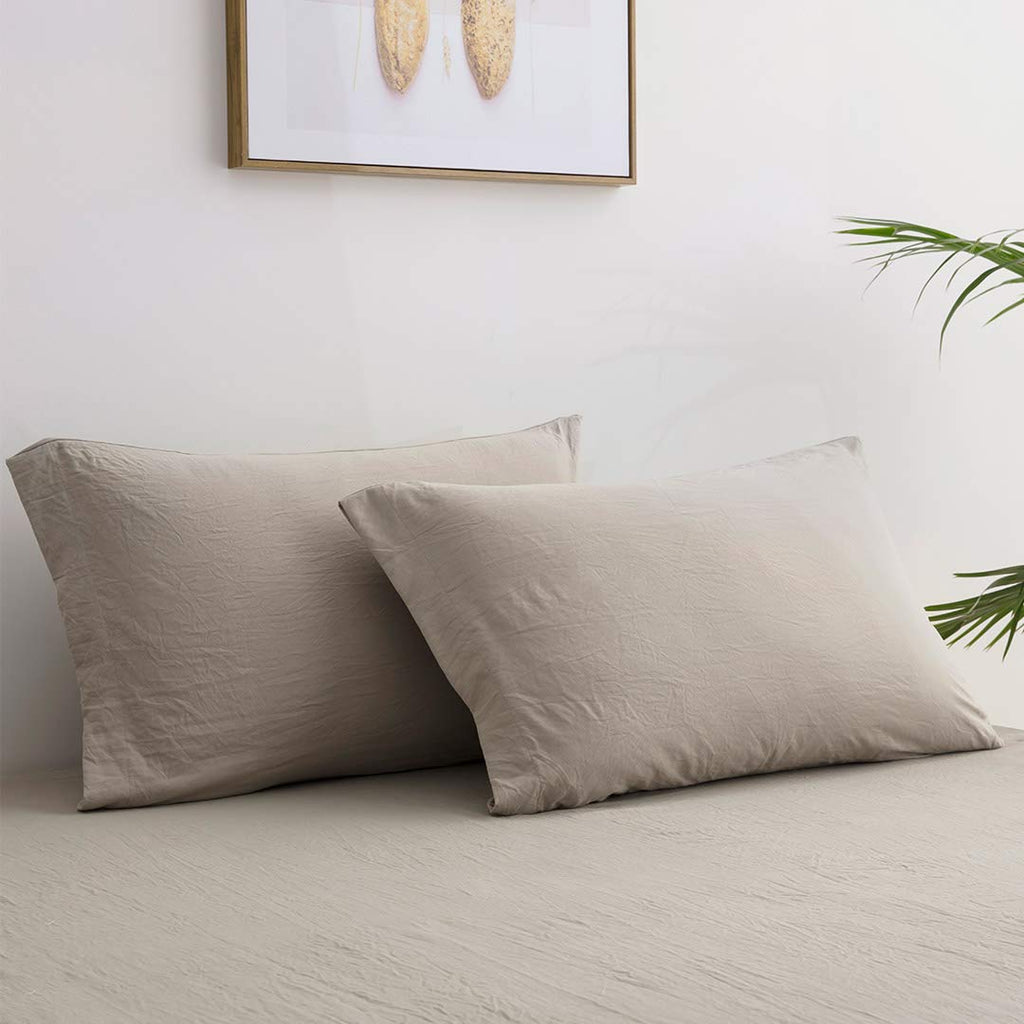 Queen Sheet Set, 2400 Thread Count Soft Deep Pocket Microfiber Sheets, 4 Pieces Taupe Bedding Sheets & Pillowcases