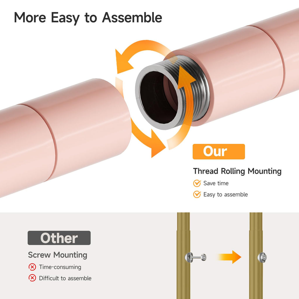 H3 Wall Mounted Closet System, Industrial Pipe Clothing Rack, Pink