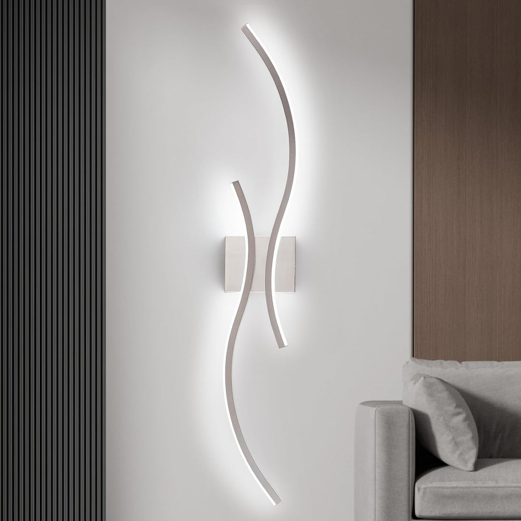 Modern Led Wall Light, 39inch Brushed Nickel Indoor Led Wall Sconce Lighting Hallway Bedroom Bedside Wall Lamp