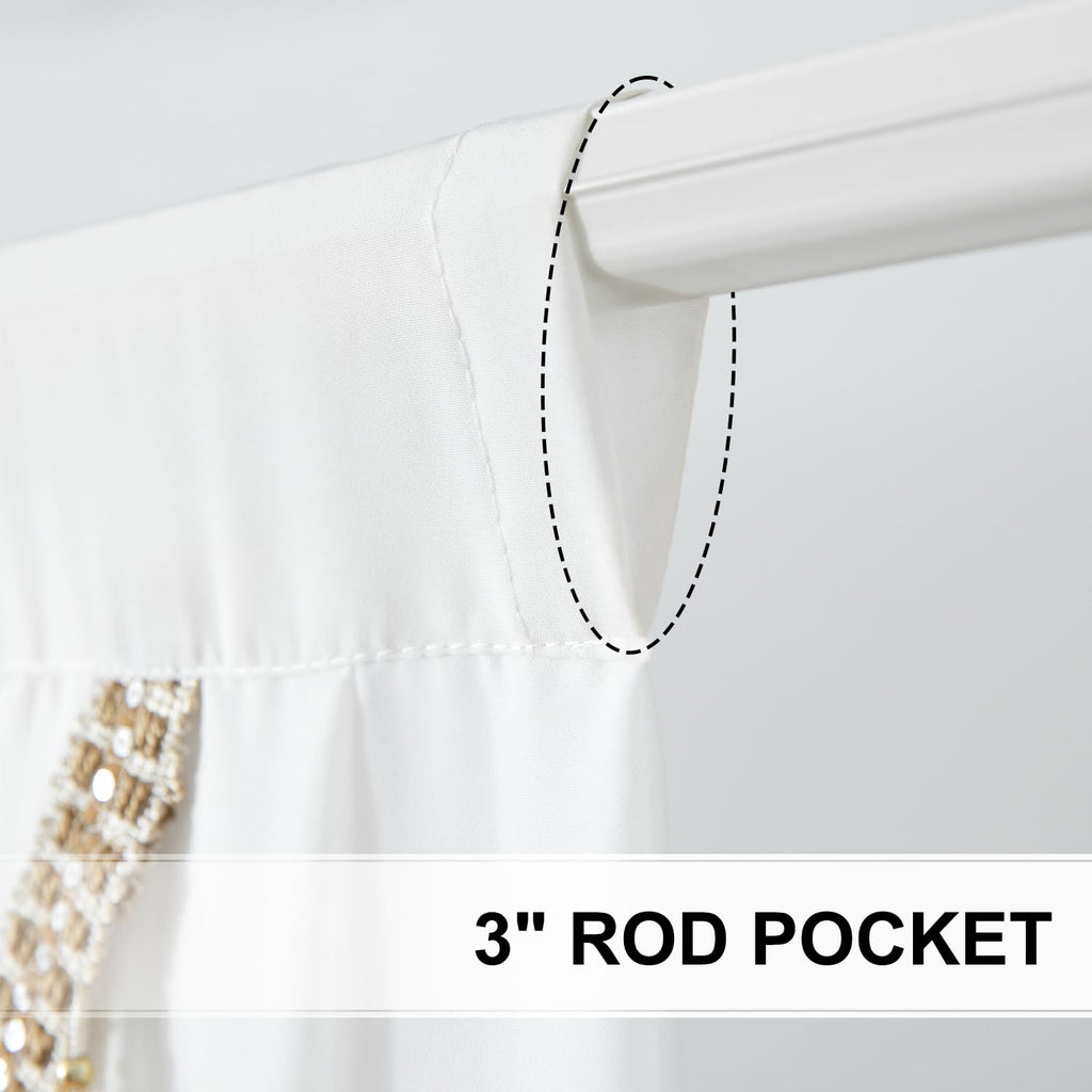 Luxury Sheer Waterfall Valance for Windows, 39 Inches Wide White Swag Curtains for Wedding Party & Small Windows