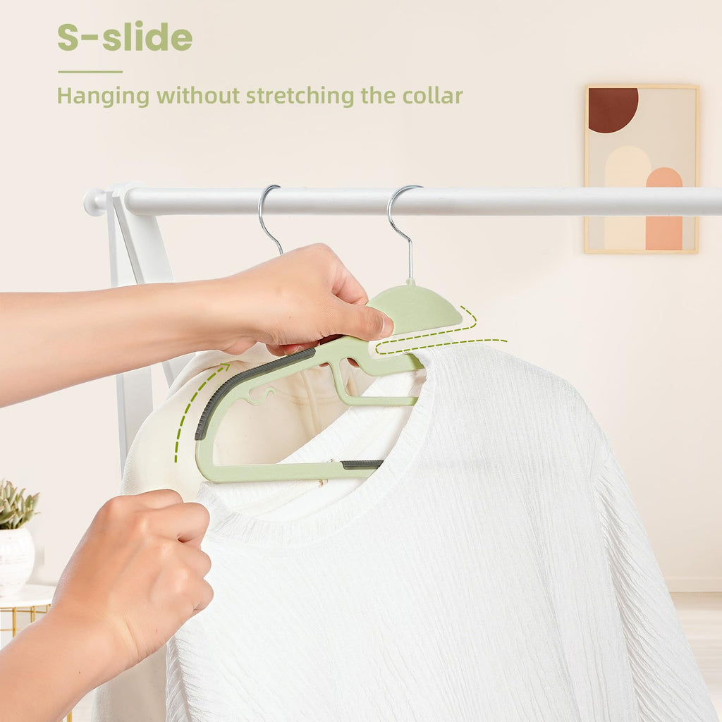 Plastic Hangers 50 Pack with Non-Slip Design, 0.2 Inches Thick, 360°Swivel Hook Space Saving Organizer