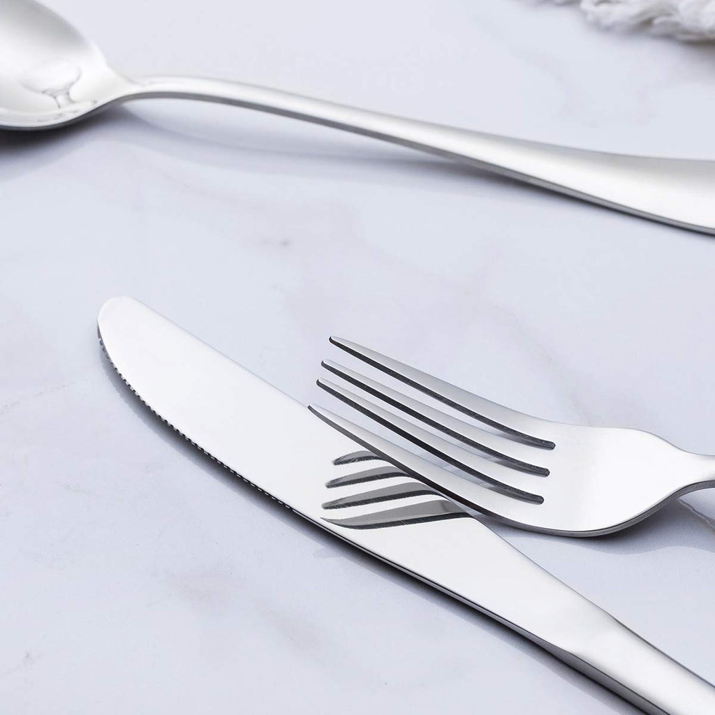 Silverware Set 20-Piece, Stainless Steel Flatware Set for 4, Modern Eating Cutlery Utensils Tableware Sets, Including