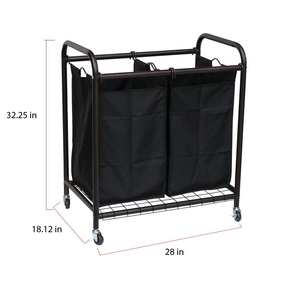 2-Bag Rolling Laundry Sorter, Bronze