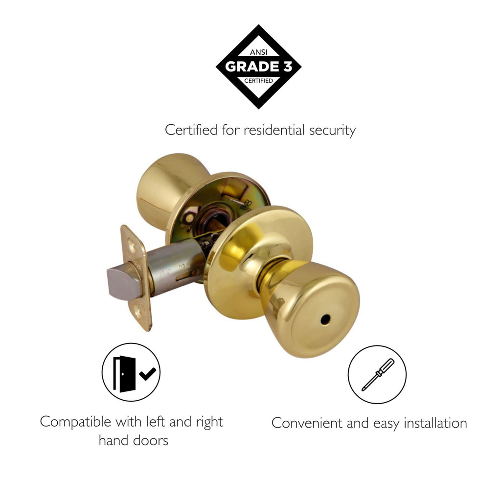 Tulip Privacy Door Knob, Polished Brass