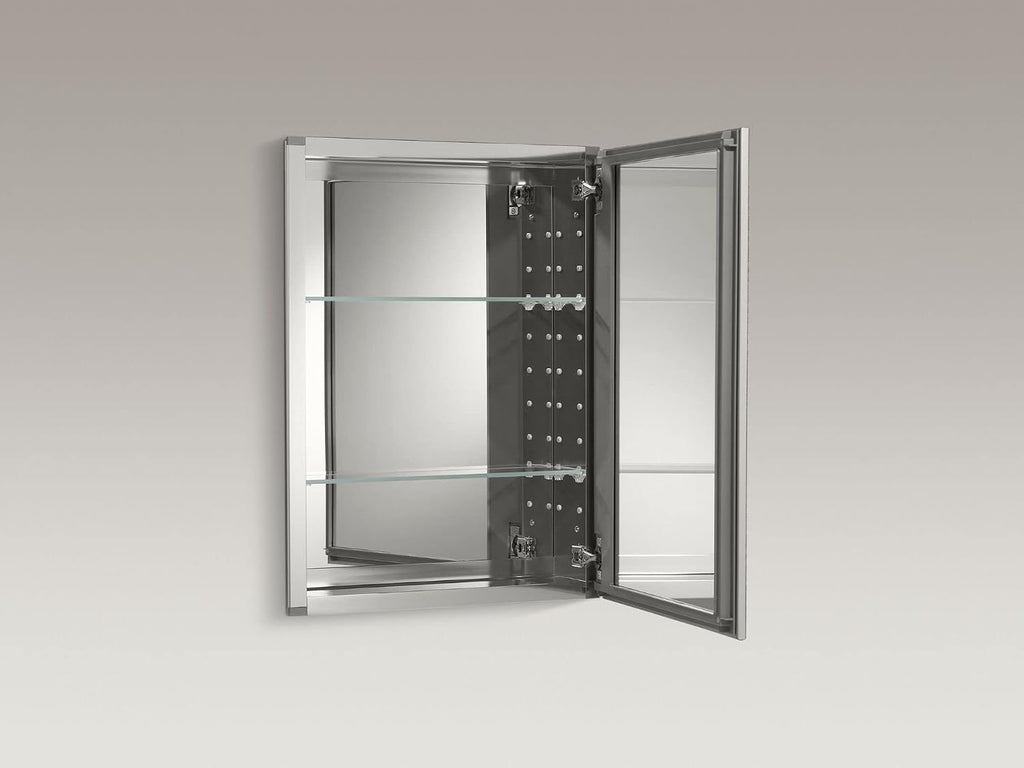CB-CLW2026SS Aluminum Bathroom Medicine Cabinet with Mirror, Decorative Silver Framed Mirror Door, Adjustable