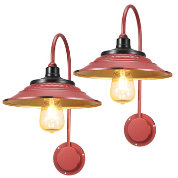 Solar Barn Lights Outdoor, Waterproof 2Pack Red Gooseneck Solar Barn Lights