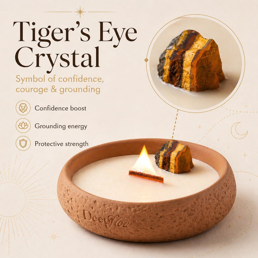 Tiger's Eye Luxury Protection Candle - Jangchub Gold Ritual, Confidence & Grounding Scented Candle for Manifestation
