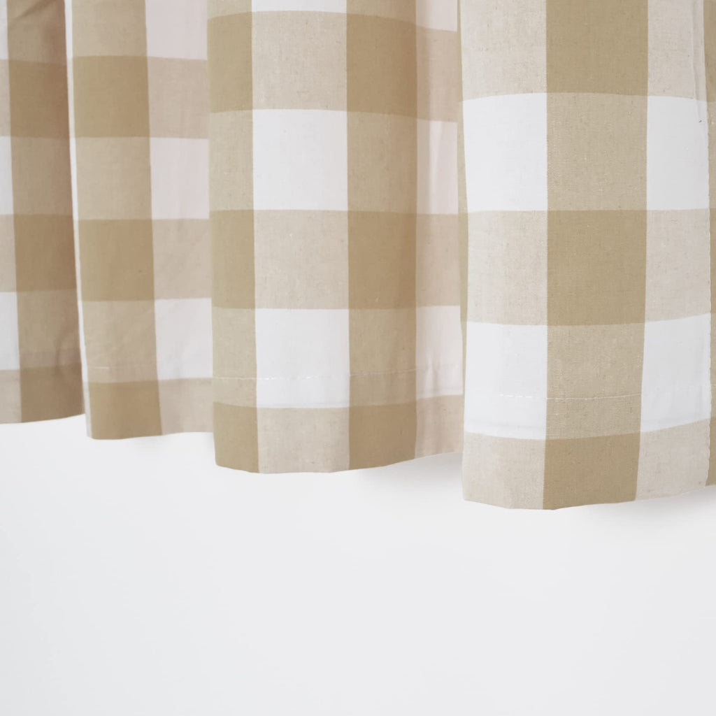 3 Pc Cotton Classic Country Farmhouse Kitchen Window Curtain -Beige & White Buffalo Check Tier & Valance Set, 54" x