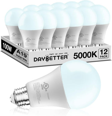 LED Light Bulbs, A19 5000K Daylight Light Bulbs 100 Watt Equivalent, 1500LM Bright White Light Bulbs, E26 Standard