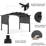 Outdoor Pergola 10'x12', Arched Patio Gazebo with Retractable Sun Shade, Dary Gray