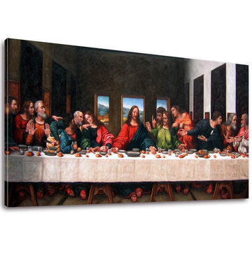Last Supper Canvas Wall Art 20x40 Framed by Leonardo da Vinci