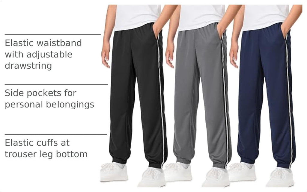 Boys Sweatpants 3 Pack Kids Mesh Quick Dry Athletic Pants Joggers