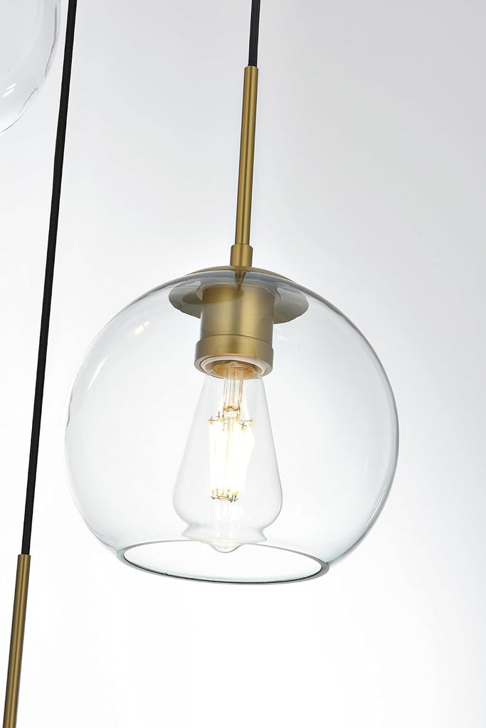 Living District Baxter 5-light brass pendant with clear glass