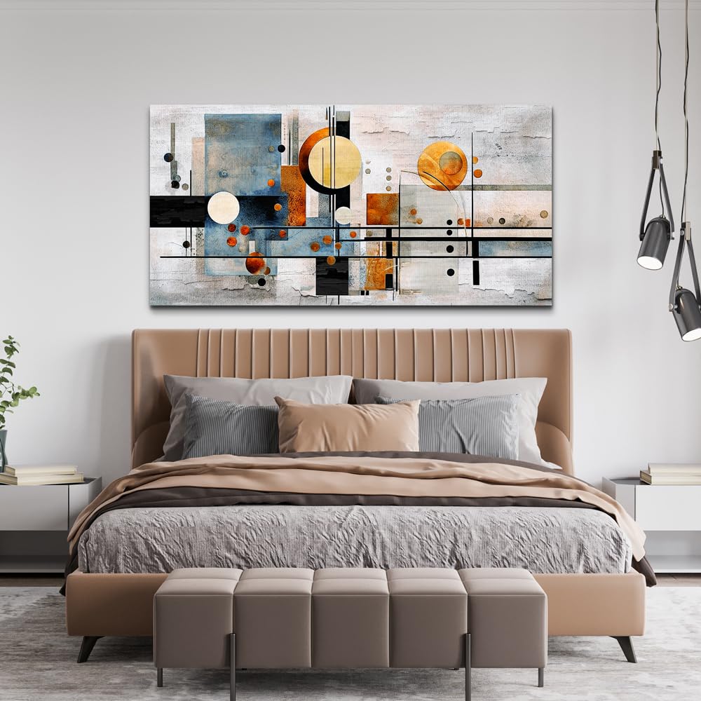Large Modern Abstract Horizontal Wall Art, 40x20 In