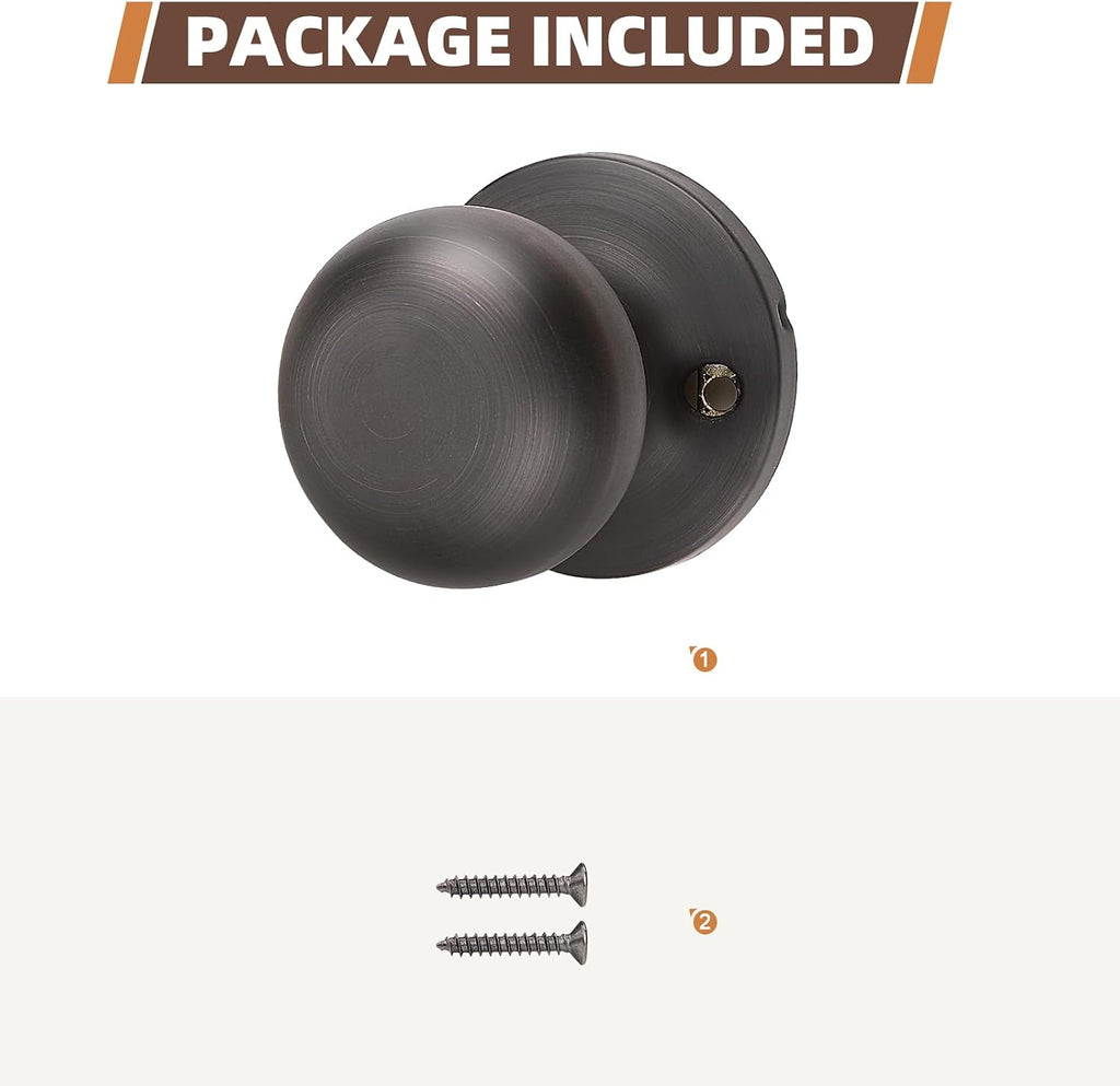 4 Pack Single Dummy Door Knobs Oil Rubbed Bronze Half Dummy Door Knob for Closet Round Interior Door Knob Pull Door