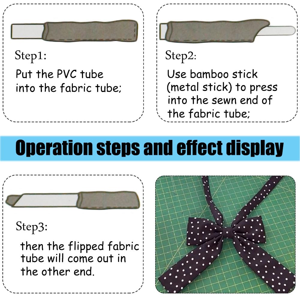 Quick Turn Fabric Set, 3 Count, Assorted Sizes Tube Turners for Sewing DIY Tool
