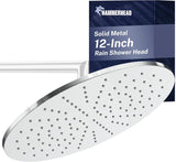 Solid Metal 12 Inch Rainfall Shower Head, Large Rain Shower Head, 2.5 GPM High Flow Shower Head Optimized for Pressure