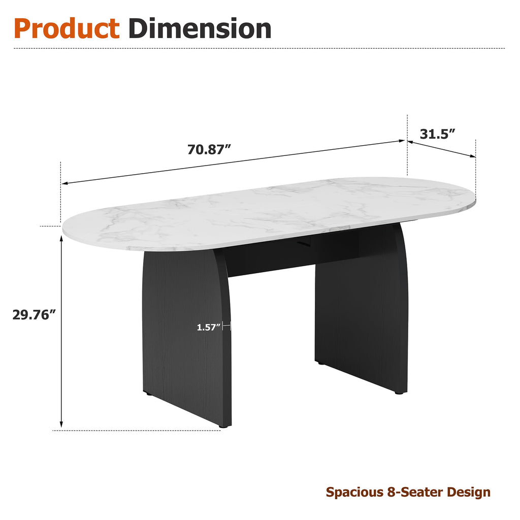 55"-70.8" Extendable Oval Dining Table for 4-8 with Built-in Flip Leaf