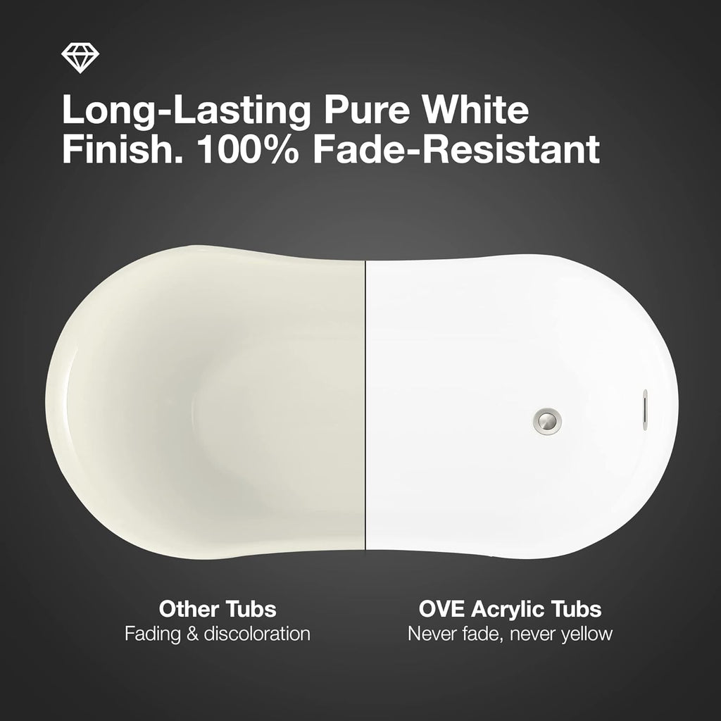 Isaac 58 in. Seamless White Acrylic Freestanding Slipper Bathtub