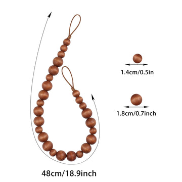Wood Bead Curtain Tiebacks Boho Curtain Tiebacks Curtain Holdbacks for Wall Curtain Ties Curtain Tie Backs - 4 Pack