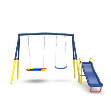Swing Set for Backyard with Stand, Swing Heavy Duty 440lbs Metal Outdoor Swing Stand, Contain 1 Saucer 32" & 1 Belt