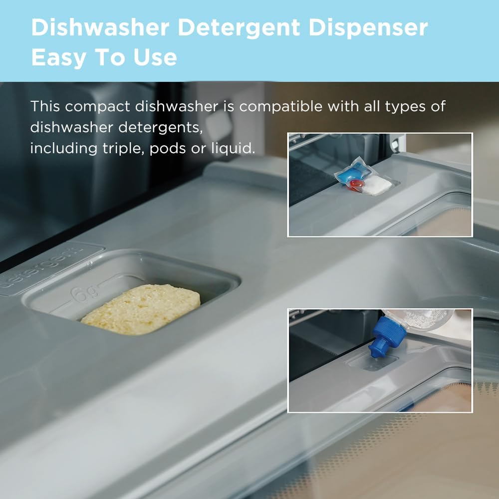 MDC17P2DWW Countertop Dishwasher Portable with 6L(1.59G) Built-in Water Tank, 5+2 Programs, Auto Door Open