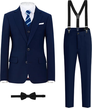 Boys' Formal Suit Set, with Suspenders, Adjustable Waist