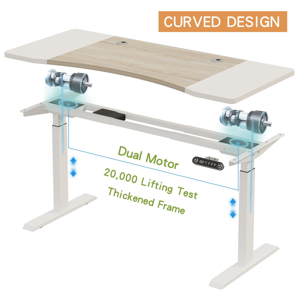 Dual Motor Height Adjustable Standing Desk, 63 x 30 Height Adjustable Computer Desk Sit Stand Desk Home Office Desks