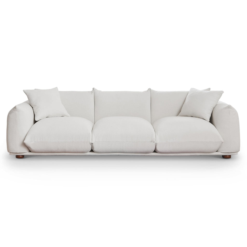 Sofa Couch, 100", 3 Seater, Solid Wood Frame, Boucle, Minimalist, Cream