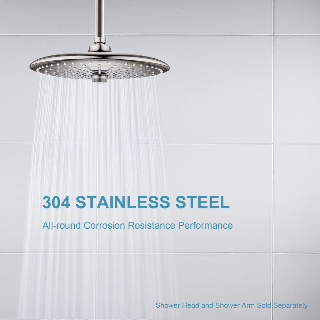 Shower Arm with Flange, 24 in Brushed Nickel Ceiling Mount Replacement Rain Shower Head Straight Arm Ceiling-Mounted