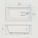 60 x 32 in Acrylic Alcove Bathtub，Glossy White Soaking Tub with Integral Apron, Right Drain, Brushed Nickel Pop Up