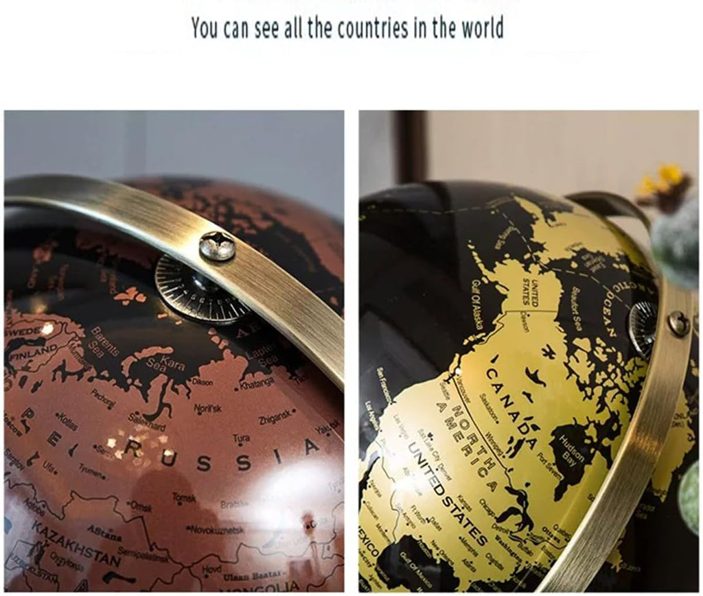 World Globe with Rotating Stainless Steel Stand for Adults - Elegant Adult Home Office Desk Bookcase Decoration &