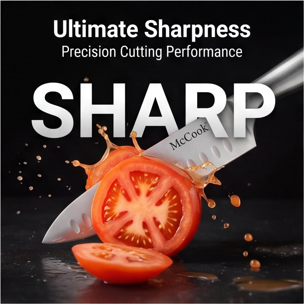 Knife Set Kitchen Steel Knife Block Set w Built-in Sharpener | German Forged Stainless Steel, 20 PC,Razor Sharp