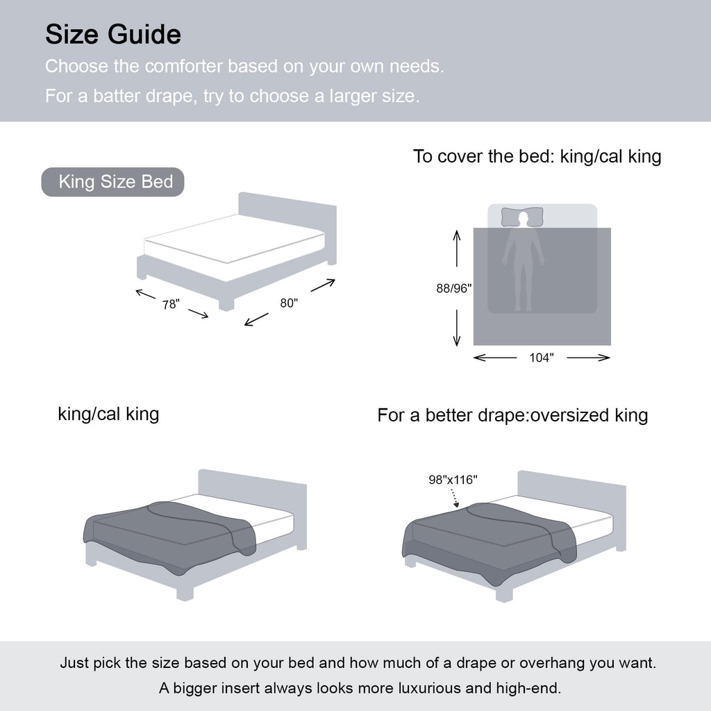 Oversized King Comforter - Bed Duvet Insert Lightweight