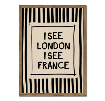 I See London I See France Bathroom Wall Funny Quote Sign Restroom Wall Decor Picture Vintage Trendy Black Striped