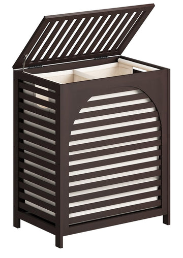 Hamper, 27.3 Gallon (103L) Bamboo Wood Clothes Laundry Basket with Lid and Handles, Removable Liner