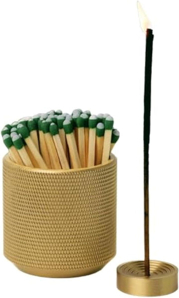 Match Holder with Striker - with Bonus Incense Holder - 100% Solid Brass Match Striker and Holder - A Modern Décor