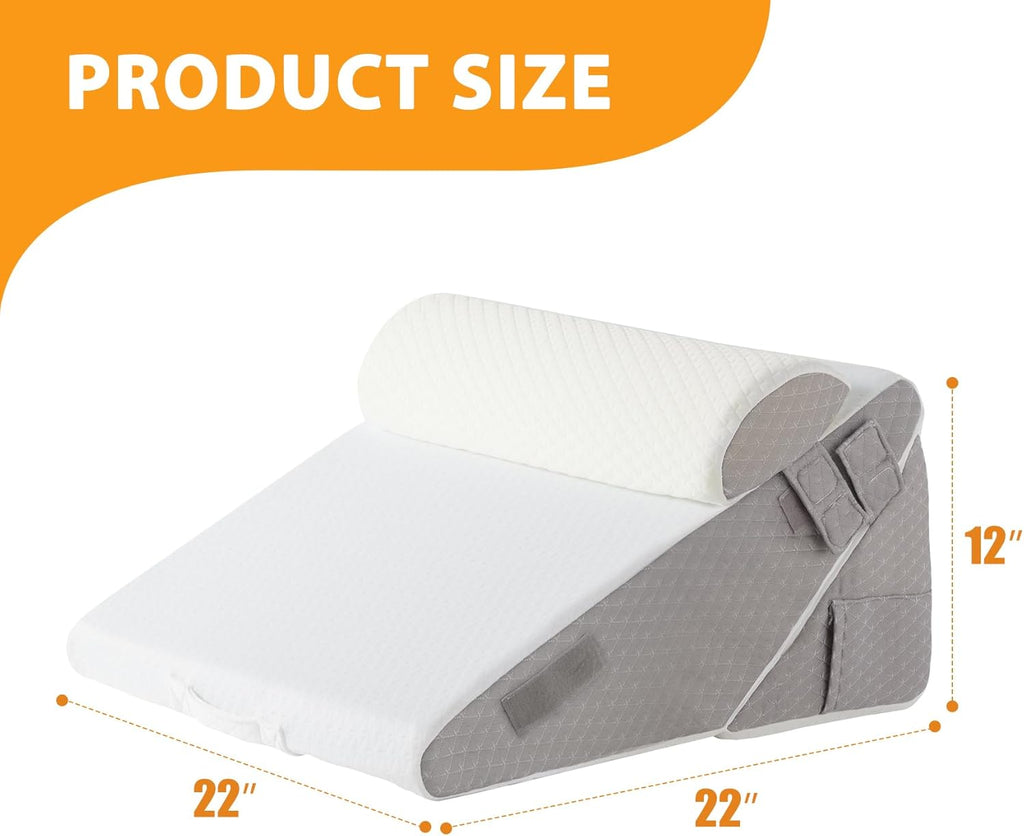 Wedge Pillow Set for After Surgery, 3PCS Adjustable 9&12 Inch Bed Wedge Pillow for Sleeping, Incline Pillow Wedge for